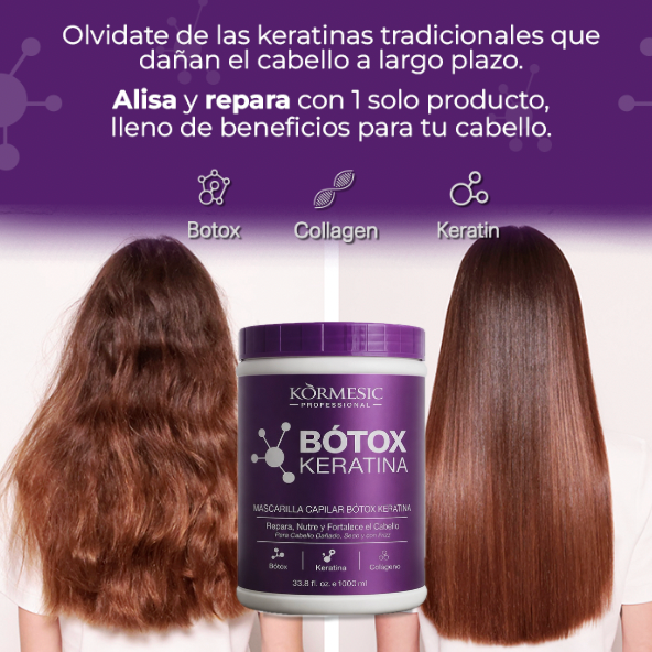 Keratina con Botox Kormesic + Shampoo y Acondicionador GRATIS