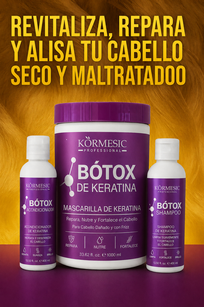 Keratina con Botox Kormesic + Shampoo y Acondicionador GRATIS