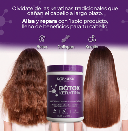 Keratina con Botox Kormesic + Shampoo y Acondicionador GRATIS